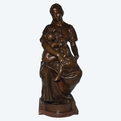 Bronze „Mutterschaft“, signiert von Paul Dubois 1829-1905