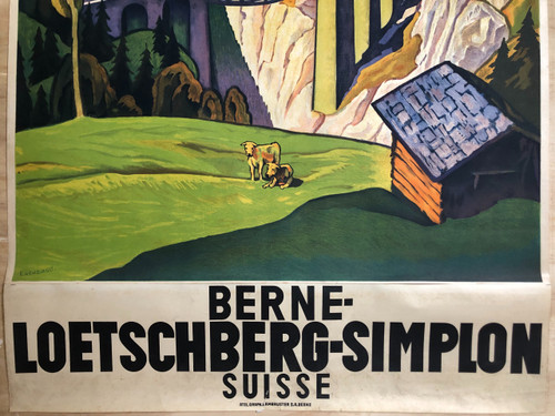 Affiche Berne Loetschberg Simplon Suisse 1931 par Eugen Henziross