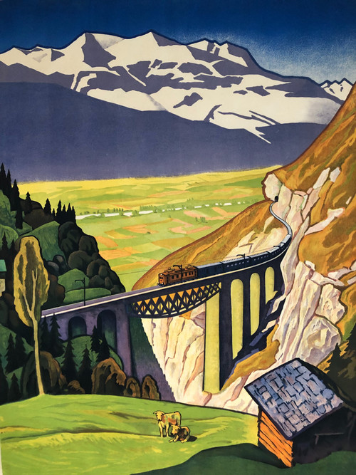 Affiche Berne Loetschberg Simplon Suisse 1931 par Eugen Henziross