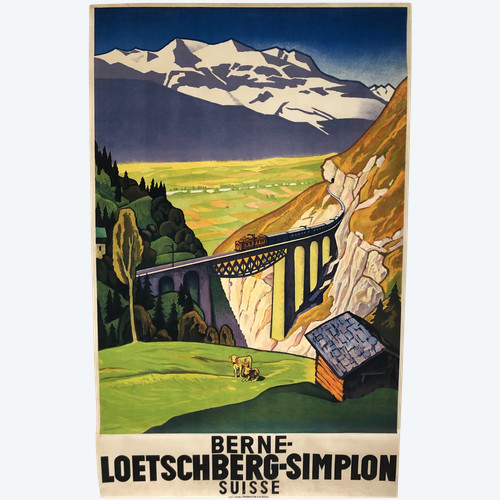 Affiche Berne Loetschberg Simplon Suisse 1931 par Eugen Henziross