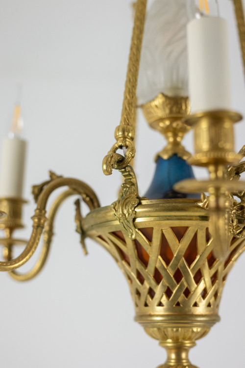 Louis XVI style ormolu chandelier. Circa 1900.