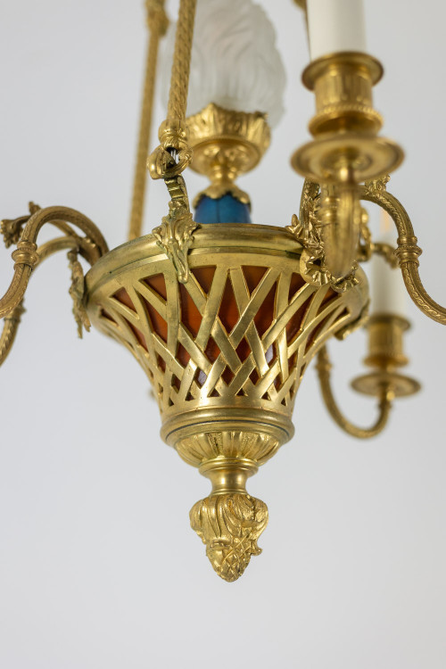 Louis XVI style ormolu chandelier. Circa 1900.