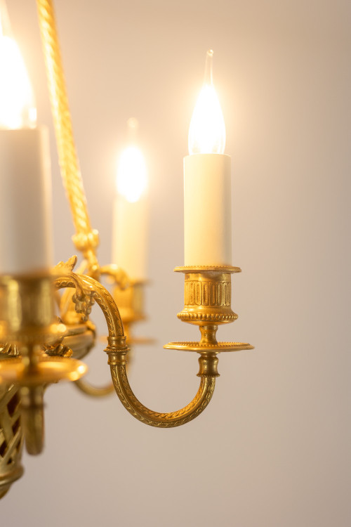 Louis XVI style ormolu chandelier. Circa 1900.