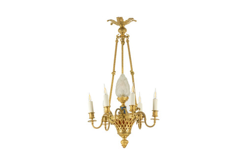 Louis XVI style ormolu chandelier. Circa 1900.