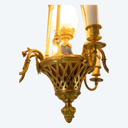 Louis XVI style ormolu chandelier. Circa 1900.
