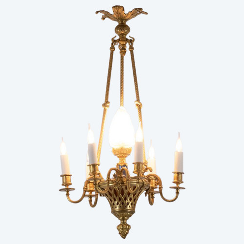 Louis XVI style ormolu chandelier. Circa 1900.