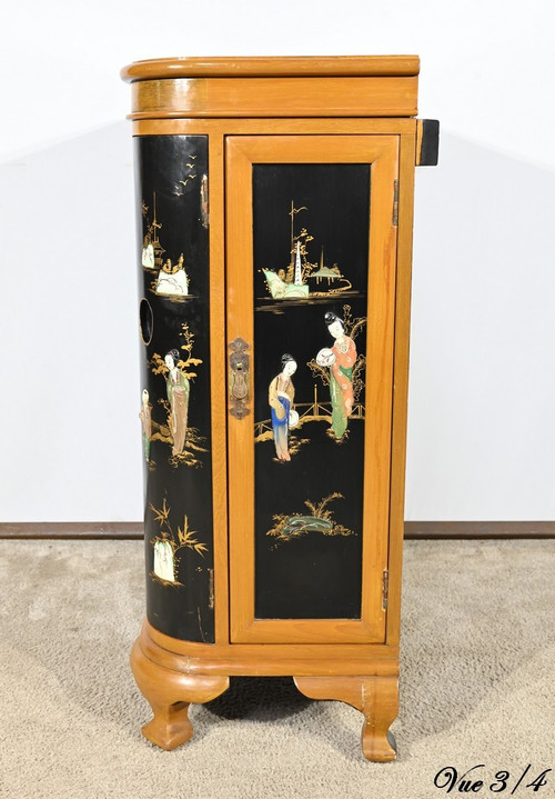 Cabinet Asiatique à Liqueurs en Bois Laqué, Chine - 1950