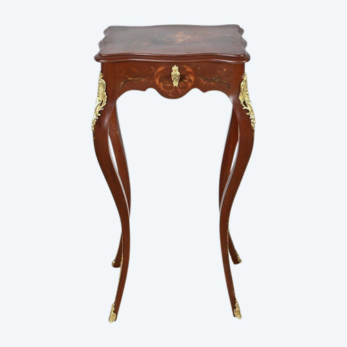 Petite Table à Ouvrage en Bois Laqué, style Louis XV – Fin XIXe