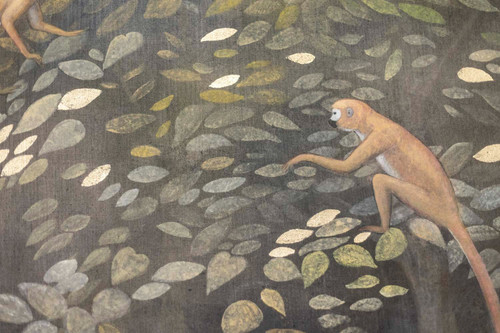 Painted canvas representing chimpanzees. Contemporary work.