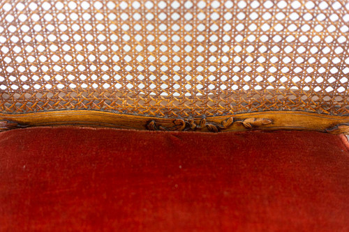 Pair of Regence style armchairs in beech and cane, twentieth century