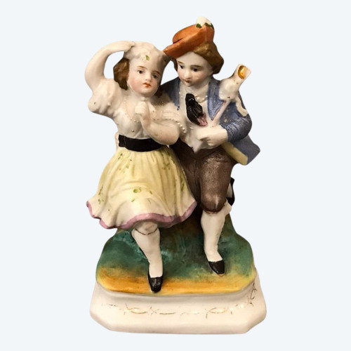 Petit groupe en porcelaine Allemande d'époque 19 ème 