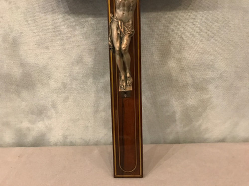 Beautiful 19th century Napoleon III bronze crucifix on varnished mahogany cross