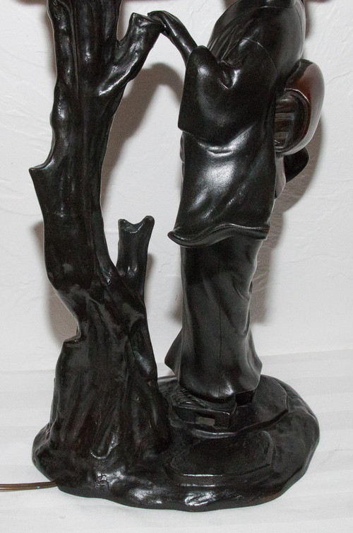 Geisha Bronze Lamp Meiji Period