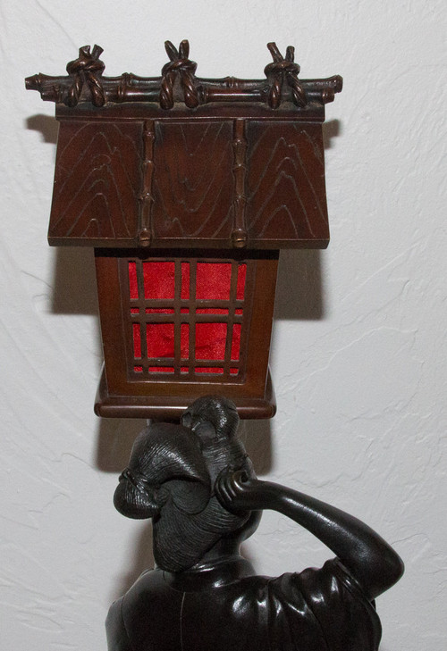 Geisha Bronze Lamp Meiji Period
