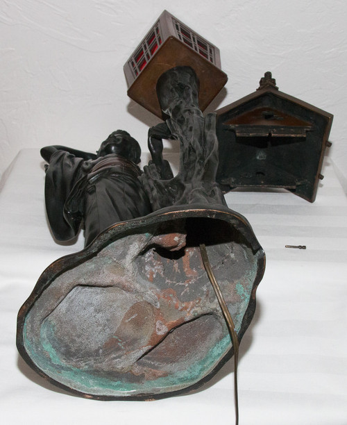 Geisha Bronze Lamp Meiji Period