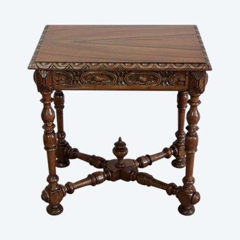  Small writing table in solid walnut, in the style of Louis XIV - late 19th century