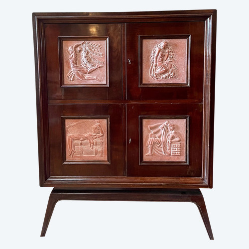 Credenza Art Déco con allegoria delle Quattro Stagioni, XX secolo