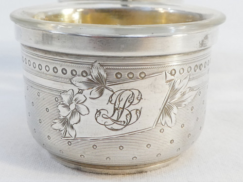 Charming double salerons with solid silver spoons Albert CHAPUS