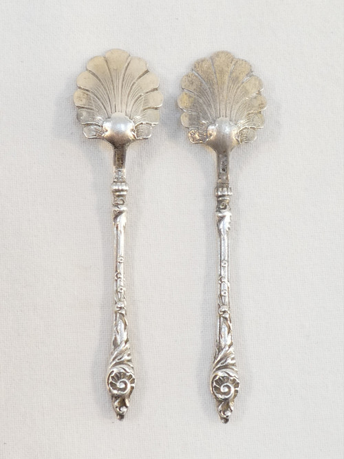 Charming double salerons with solid silver spoons Albert CHAPUS