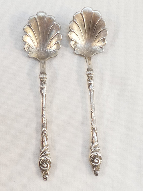 Charming double salerons with solid silver spoons Albert CHAPUS