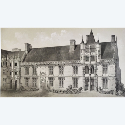 Château De Châteaudun Litografia Architettura Rinascimentale Di Victor Petit