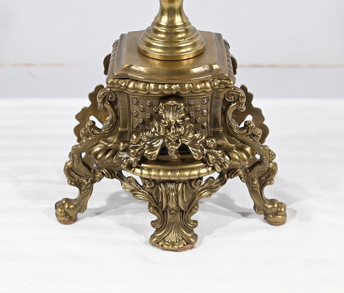 Coppia di grandi candelabri in bronzo dorato in stile Luigi XIV - Inizio XIX secolo