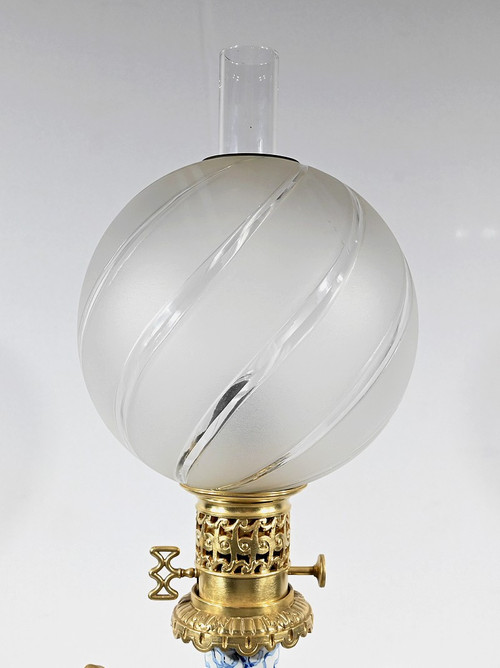 Petroleumlampe aus Steingut, Epoche Napoleon III - Mitte 19.