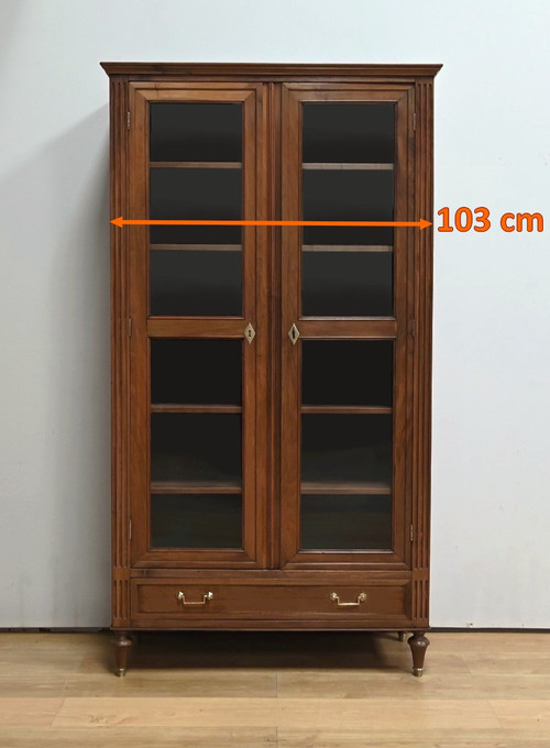 Libreria in noce massiccio, stile Luigi XVI - metà del XIX secolo