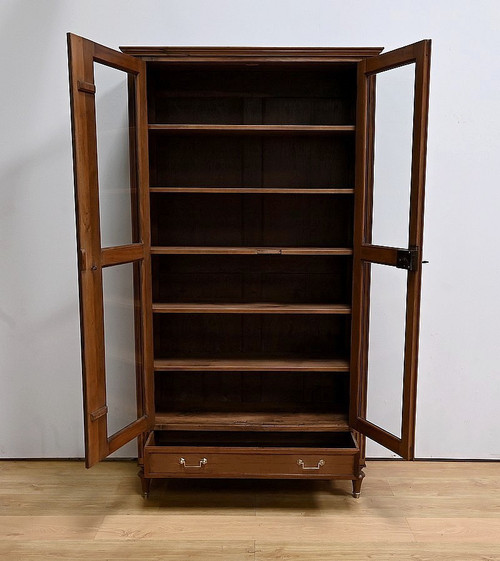Libreria in noce massiccio, stile Luigi XVI - metà del XIX secolo