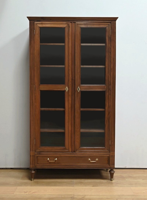 Libreria in noce massiccio, stile Luigi XVI - metà del XIX secolo