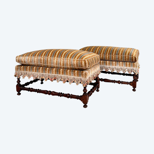 Paar Bänke In Nussbaum Epoche Louis XIV Um 1680