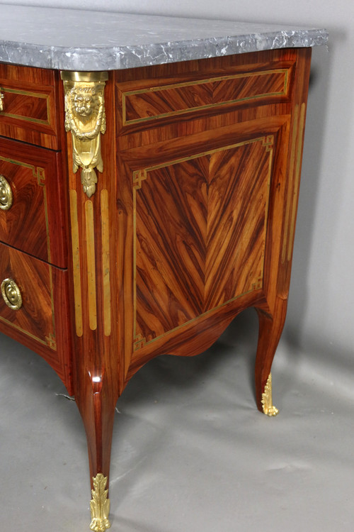  Commode Transition En Marqueterie XVIIIème