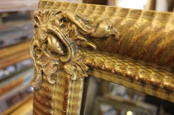 Old restoration mirror golden rectangle