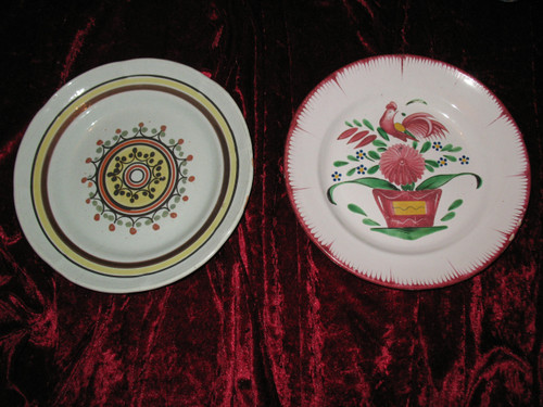 Regional earthenware collection plates and dishes various origins 7 pieces