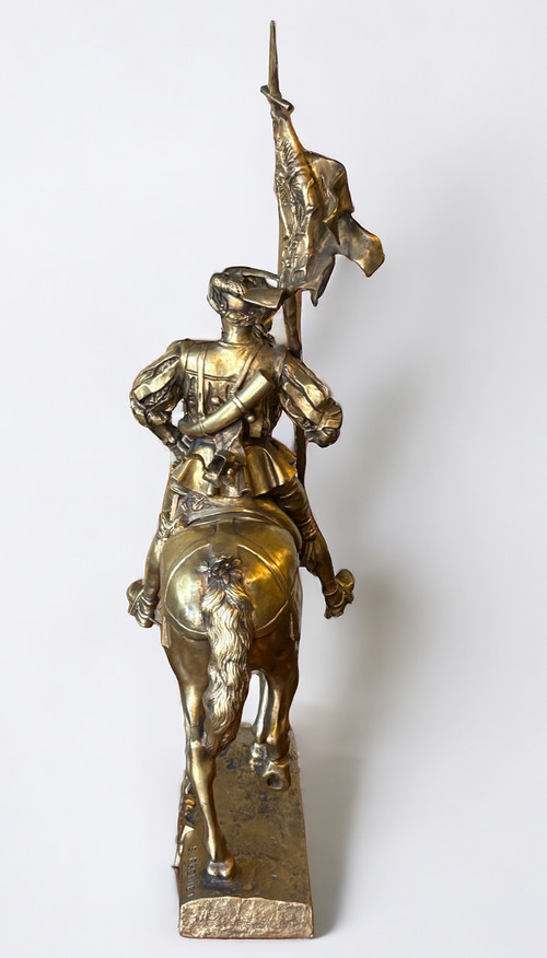 Emmanuel Frèmiet Parigi (1824-1910) La Saint Hubert 1520 Grande bronzo dorato