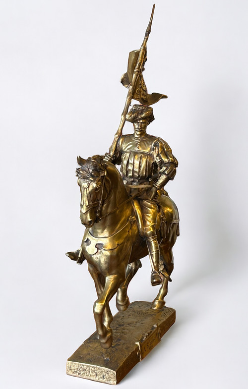 Emmanuel Frèmiet Parigi (1824-1910) La Saint Hubert 1520 Grande bronzo dorato