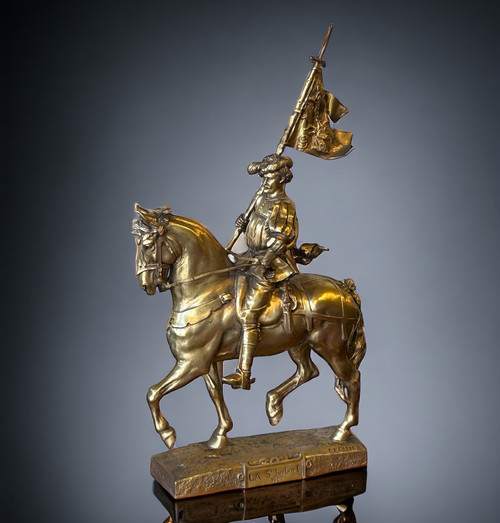 Emmanuel Frèmiet Parigi (1824-1910) La Saint Hubert 1520 Grande bronzo dorato