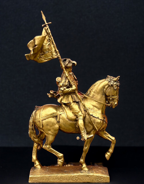 Emmanuel Frèmiet Parigi (1824-1910) La Saint Hubert 1520 Grande bronzo dorato