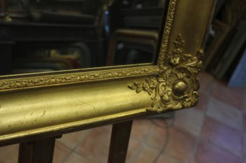 Small old rectangle mirror with gold leaf and mercury