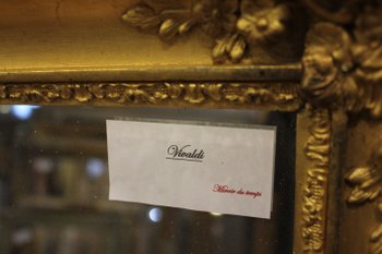 Small old rectangle mirror with gold leaf and mercury