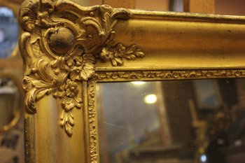 Small old rectangle mirror with gold leaf and mercury