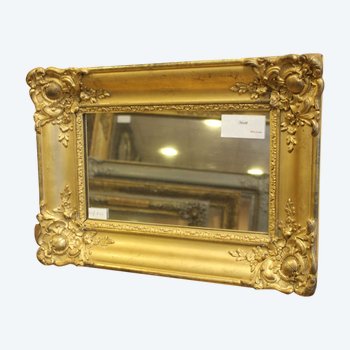Small old rectangle mirror with gold leaf and mercury