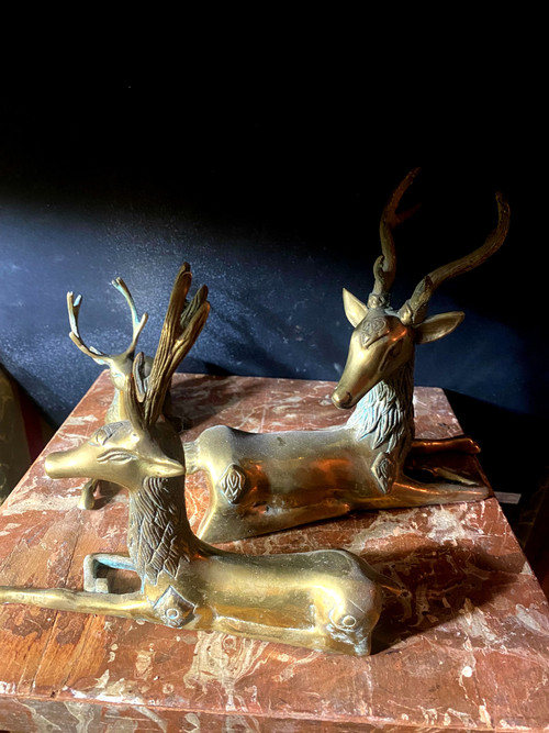 Tre cervi degli anni '60" in bronzo lucido, opera norvegese