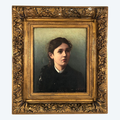 Artheme Denis, portrait of a young woman. Oil on canvas signed and dated 1885