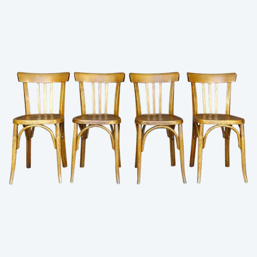 Set di 47 sedie da bistrot Mahieu 1956 con sedili in legno liscio