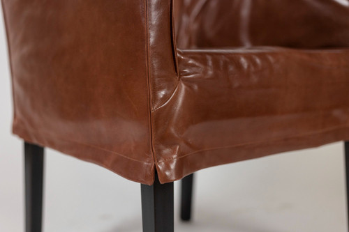 Lintello. Paire de fauteuil en cuir camel. Années 1970.
