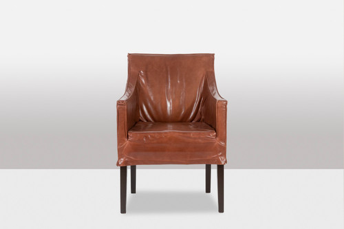 Lintello. Paire de fauteuil en cuir camel. Années 1970.