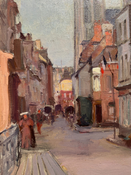 Ecole Française Vers 1900 - Rue Animée