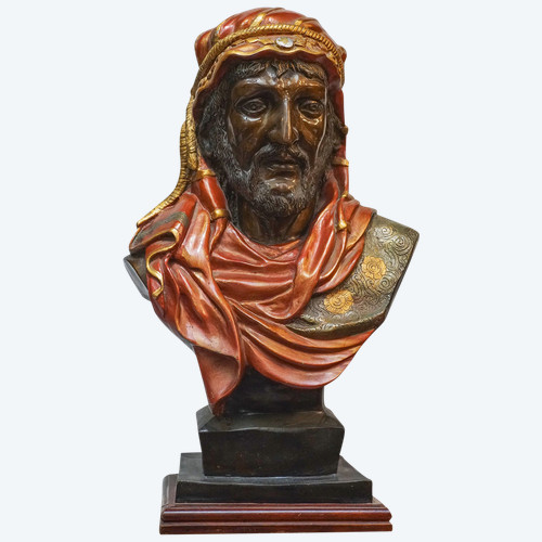 BUSTO ORIENTALISTA IN BRONZO POLICROMO