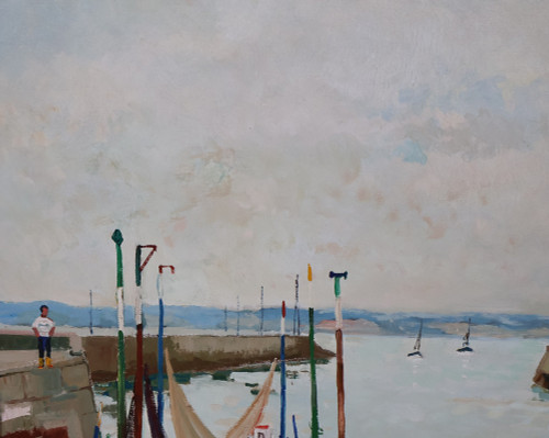  Port De Honfleur Signé Jacques Bouyssou Daté 1967